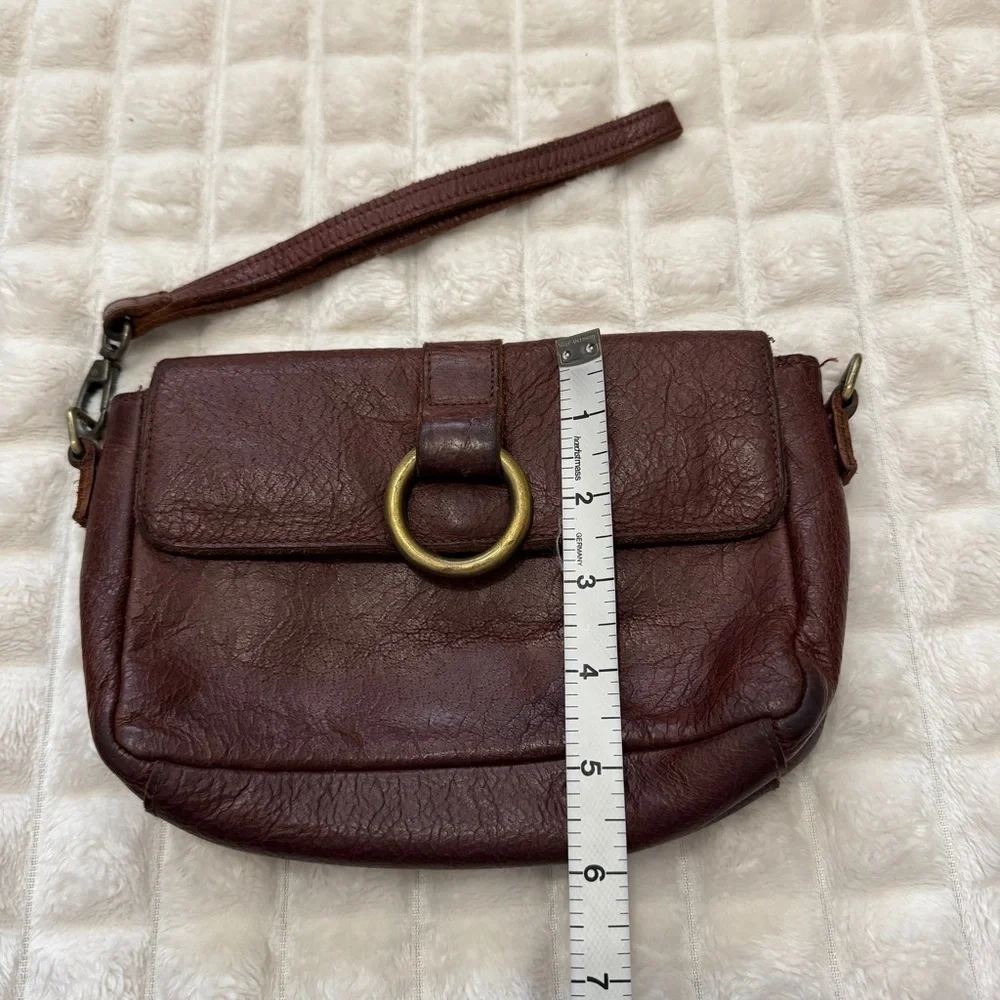 Overland Brown Leather Wristlet Clutch Bag ~‎ Western Southwestern Boho Concert